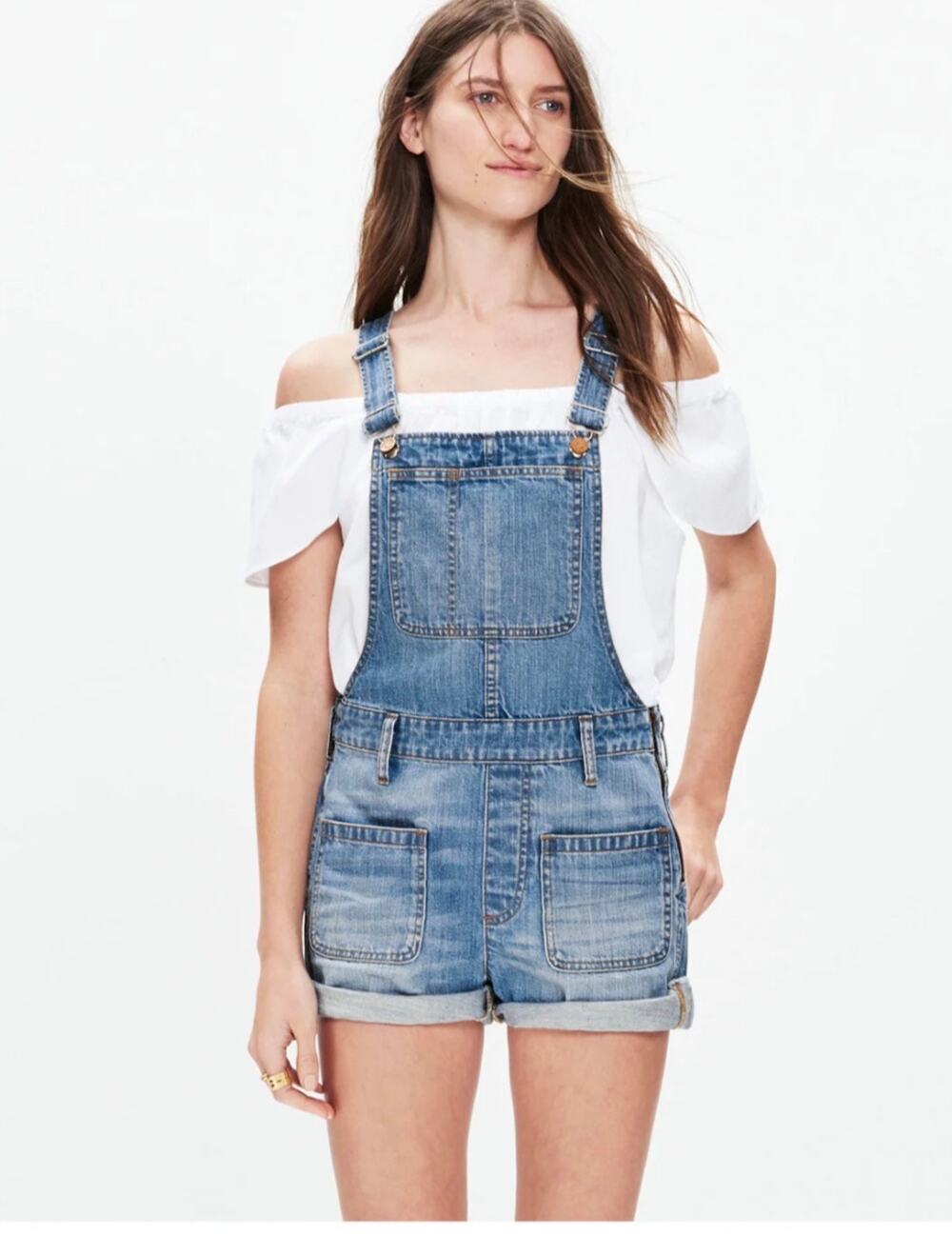 Madewell Adirondack Short Overalls in Isley Wash Size XS